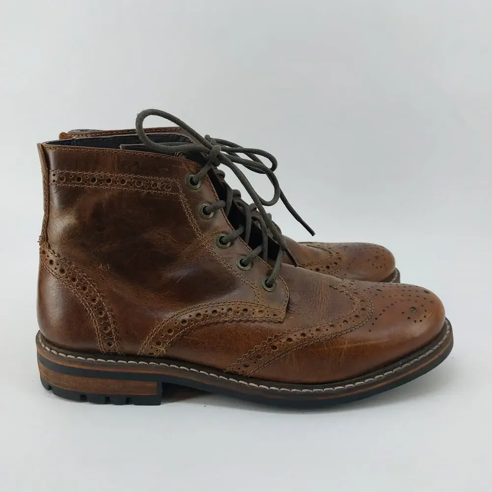 Crevo Speakeasy Memory Chestnut Lace Up Leather Boots Sz 11